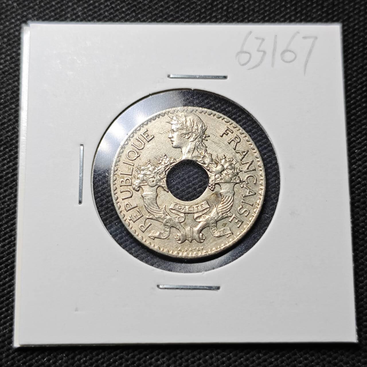 KK钱币收藏小铺  第363场  2月预留时间 周末发货  1938法属印支5分镍币