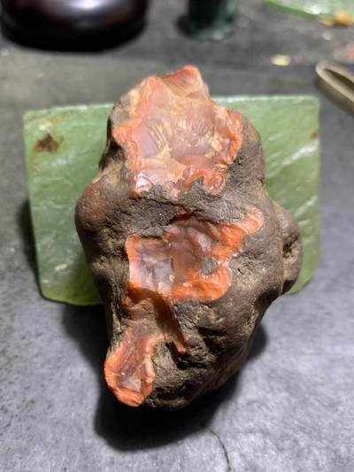 精美铁红皮开窗料荔枝冻南红玛瑙原石一颗， - 精美铁红皮开窗料荔枝冻南红玛瑙原石一颗，