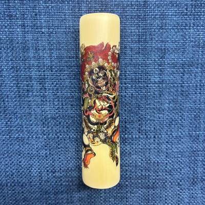 听雨轩（15） - 实心玉竹彩绘封釉藏传黑财神 2*10 （图一单根）