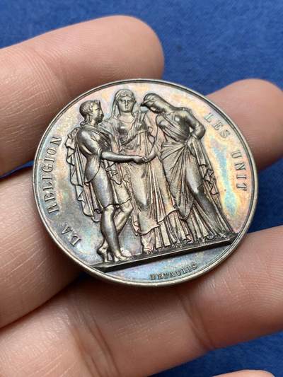 《竞宝斋》第434场 周日，周一2场连拍 （全场包邮） - 法国婚礼银章 22克 36.1mm 丰饶角银标 带盒