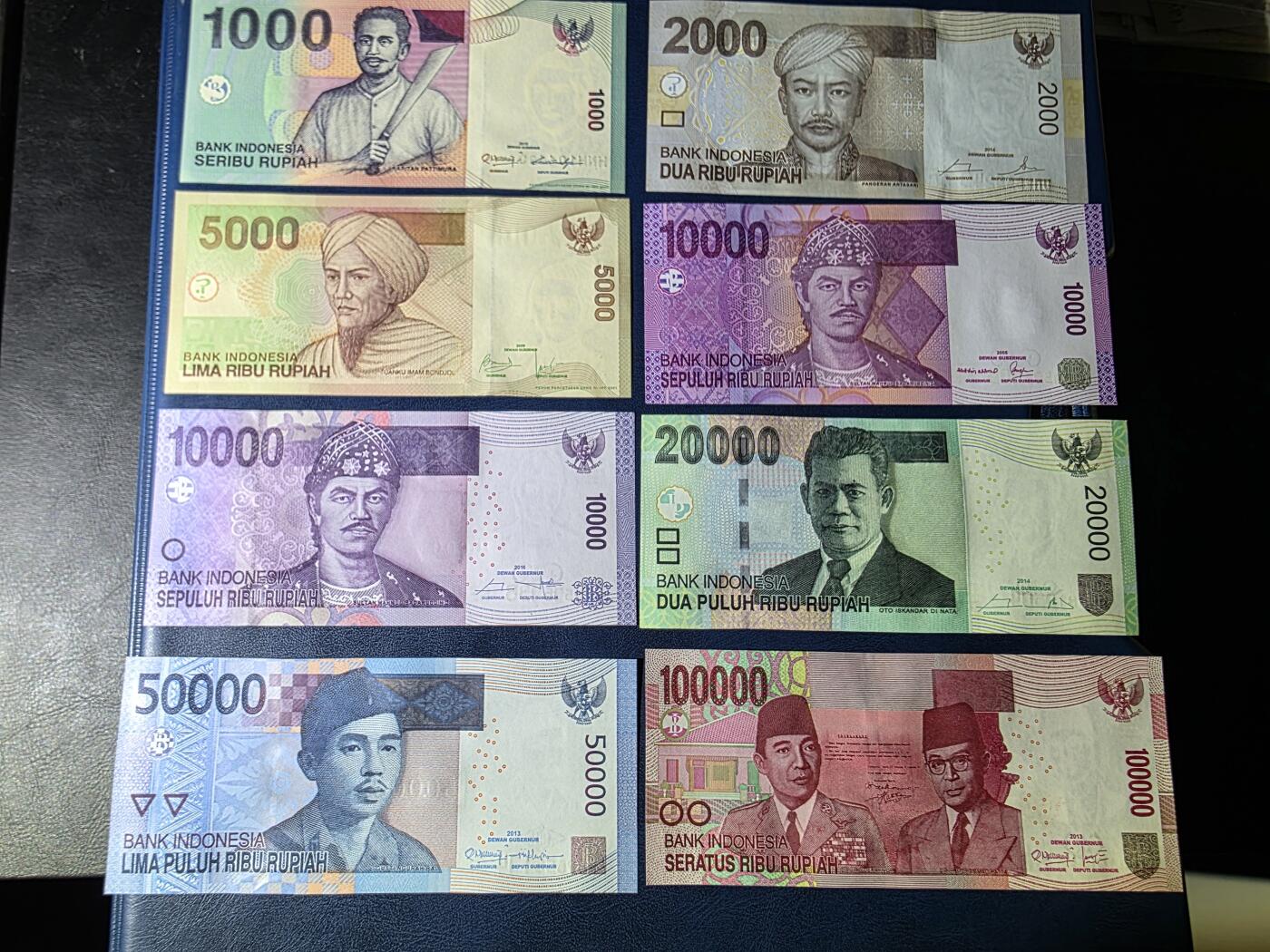 叁拾收藏第33期 印度尼西亚2016年清版7张一套（1千-10万卢比）  UNC