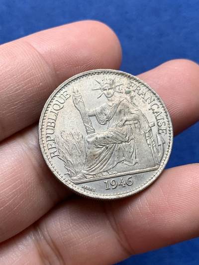 《竞宝斋》第434场 周日，周一2场连拍 （全场包邮） - 法属印支1946年小坐洋女神50分