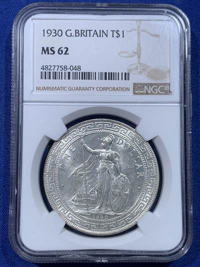 《竞宝斋》第434场 周日，周一2场连拍 （全场包邮） - NGC MS62 英国 1930-B 站洋 铸造精美 高点细节俱在 光度也好