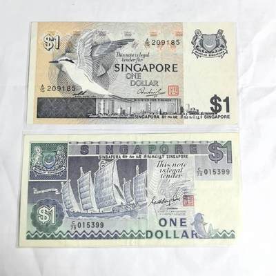 各国外币第97期 大部分全新 - 新加坡1元 2张
