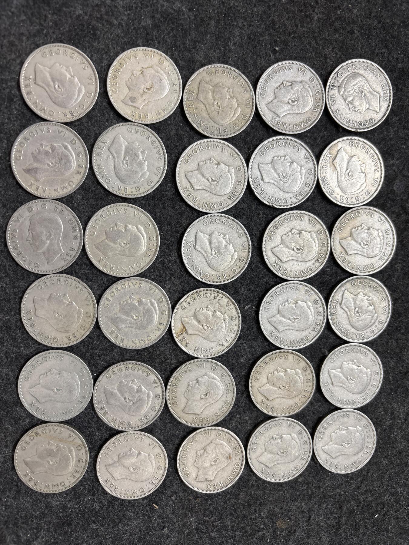 文馨钱币收藏第 278 场，银元，纸币，铜章场 长期接收代拍品 英国乔治六世 2 先令 47-51 年全年份 30 枚