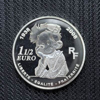 道一币馆币章第一百五十四场 - 法国2008年皮小子斯皮鲁70发行周年1.5欧元精制银币  22.2g 900S 10000