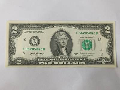 【游宝拍卖】乙巳蛇年84期  - 美国-2美元【SERIES-2017A L12旧金山版 L56205840 全新UNC】