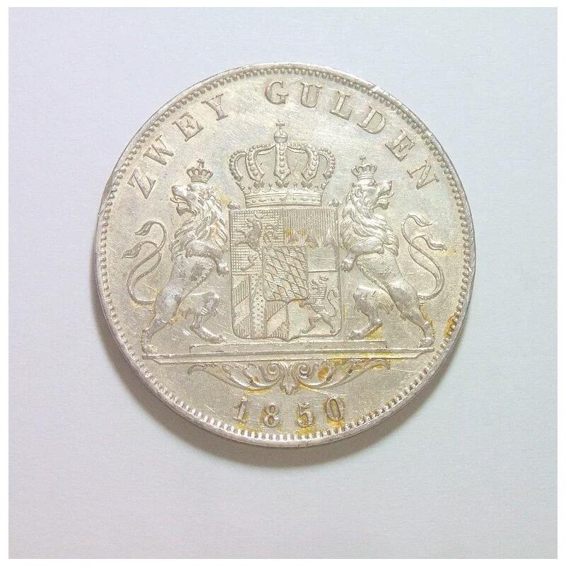 【旋风钱币】11月8日19:00准时开拍 精美欧洲币章、银币银章、第三帝国钱币等 全场包邮！ 【银】德国巴伐利亚1850年 双狮2盾大银币 初铸爽品