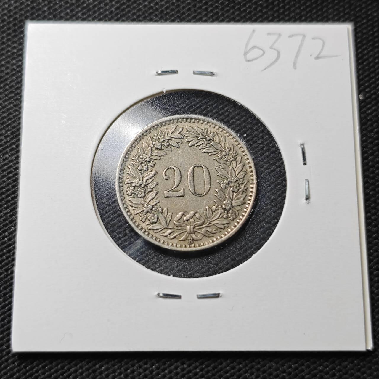 KK钱币收藏小铺  第363场  2月预留时间 周末发货  1953瑞士20分