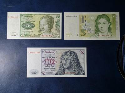 叁拾收藏第33期 - 德国马克小面值3张  UNC