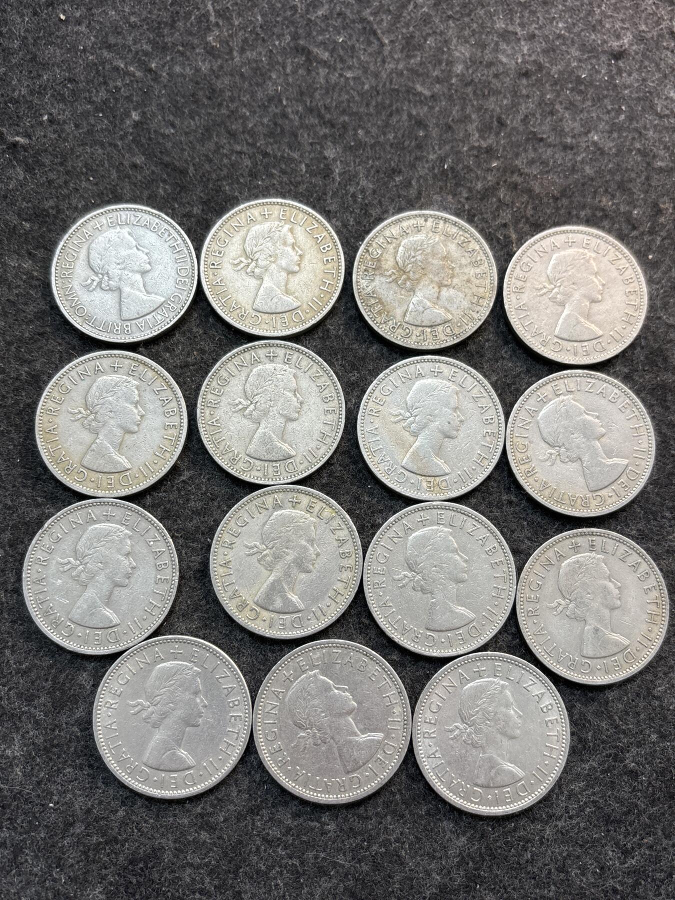 文馨钱币收藏第 278 场，银元，纸币，铜章场 长期接收代拍品 英国女王 2 先令全年份 53-67 年 15 枚