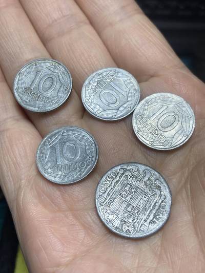 2025年第一百二十一场(总第一百四十七场）外国好品散币(免佣金) - 西班牙🇪🇸佛朗哥时期5枚：1959年10分，1941年5分