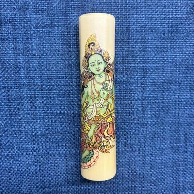 听雨轩（15） - 实心玉竹彩绘封釉藏传绿度母 2*10 （图一单根）