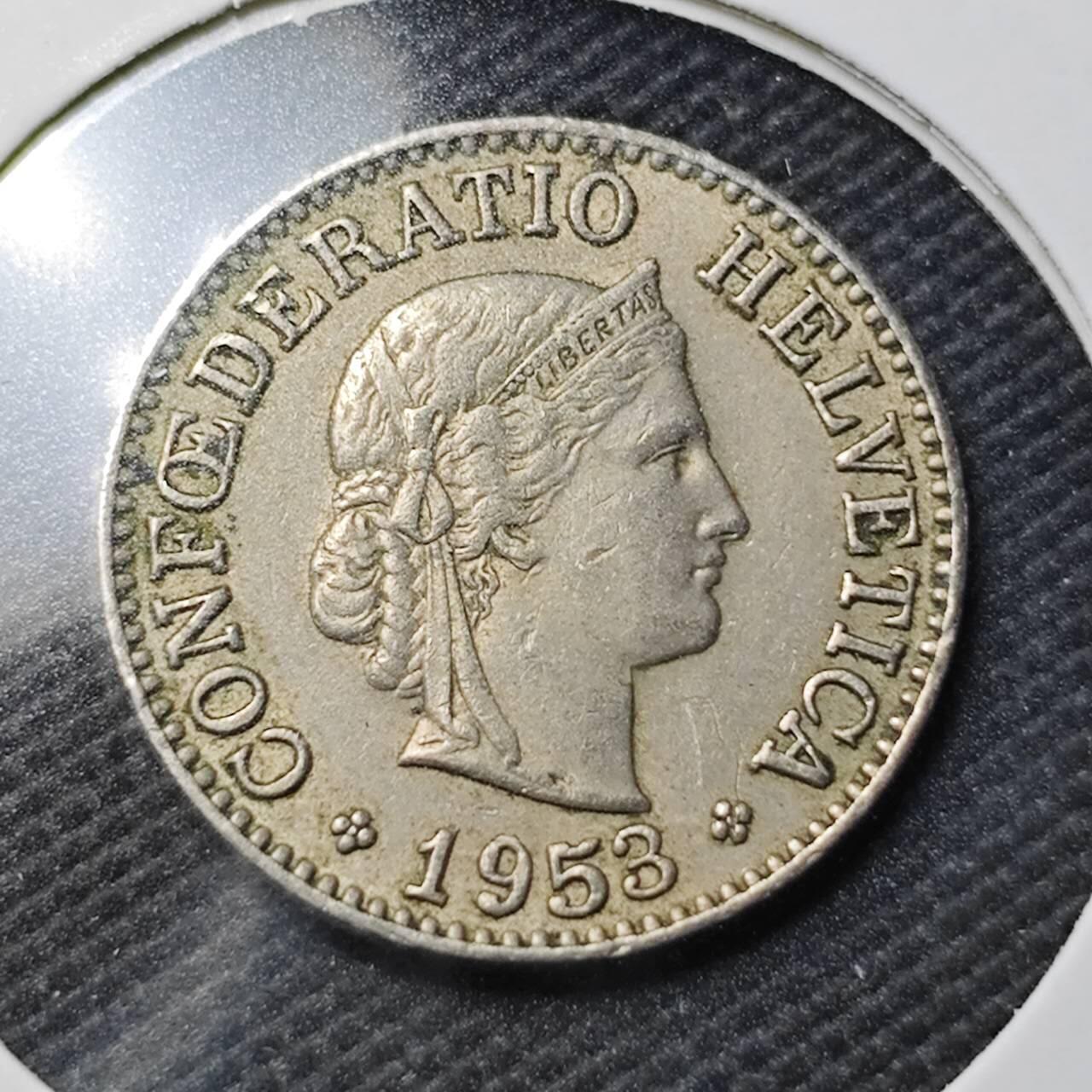 KK钱币收藏小铺  第363场  2月预留时间 周末发货  1953瑞士10分