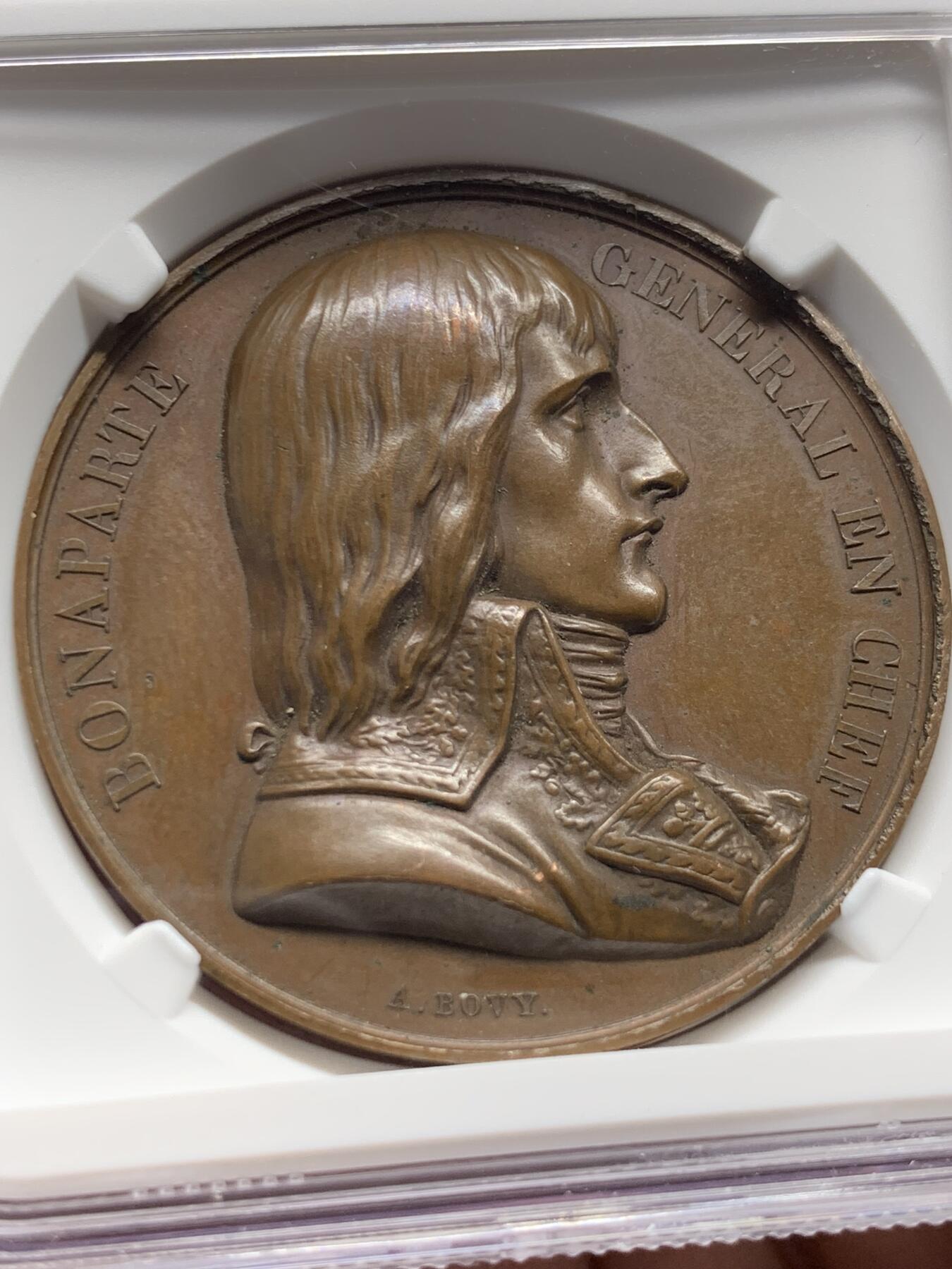 《竞宝斋》第434场 周日，周一2场连拍 （全场包邮） NGC MS63BN 法国拿破仑征服埃及纪念铜章高浮雕加厚盒，巴黎造币厂，背面为法国军团和金字塔