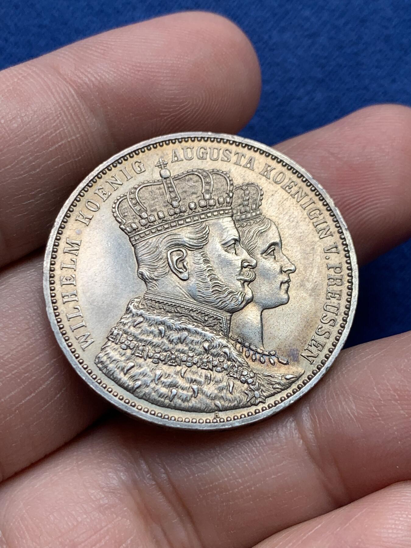 《竞宝斋》第434场 周日，周一2场连拍 （全场包邮） 德国1861年毛衣泰勒纪念银币