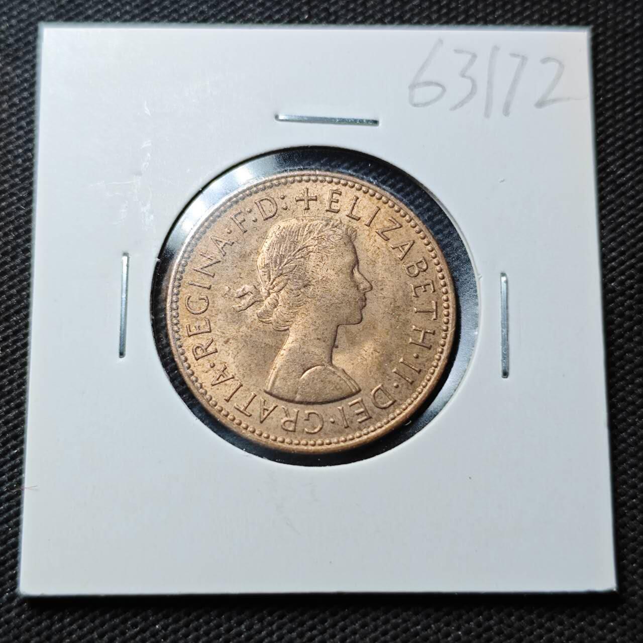 KK钱币收藏小铺  第363场  2月预留时间 周末发货  1967英国半便士铜币 好品