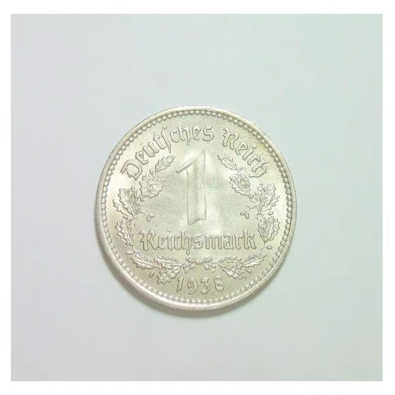 【旋风钱币】11月8日19:00准时开拍 精美欧洲币章、银币银章、第三帝国钱币等 全场包邮！ 可评级 德国第三帝国1938年A版1马克 难得开卷原光