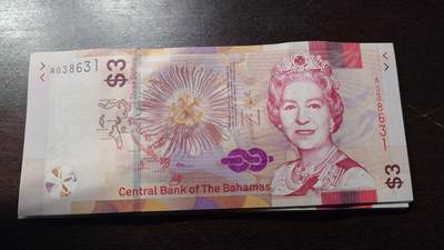 世界钱币～微拍第212期暨2025年第52期  部分库存清仓选号 - 2019年巴哈马3元 全新绝品无47尾号631