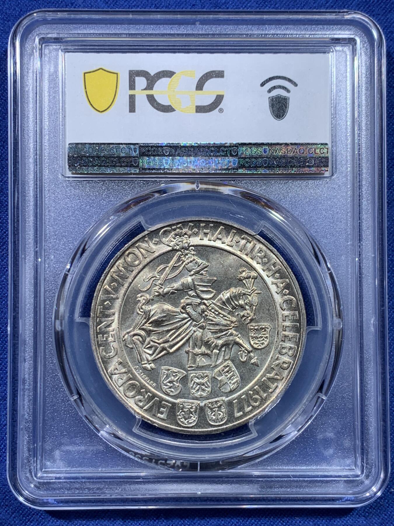 《竞宝斋》第434场 周日，周一2场连拍 （全场包邮） PCGS MS66 奥地利1977年萨尔茨堡建市500周年100先令纪念银币 卷拆原光