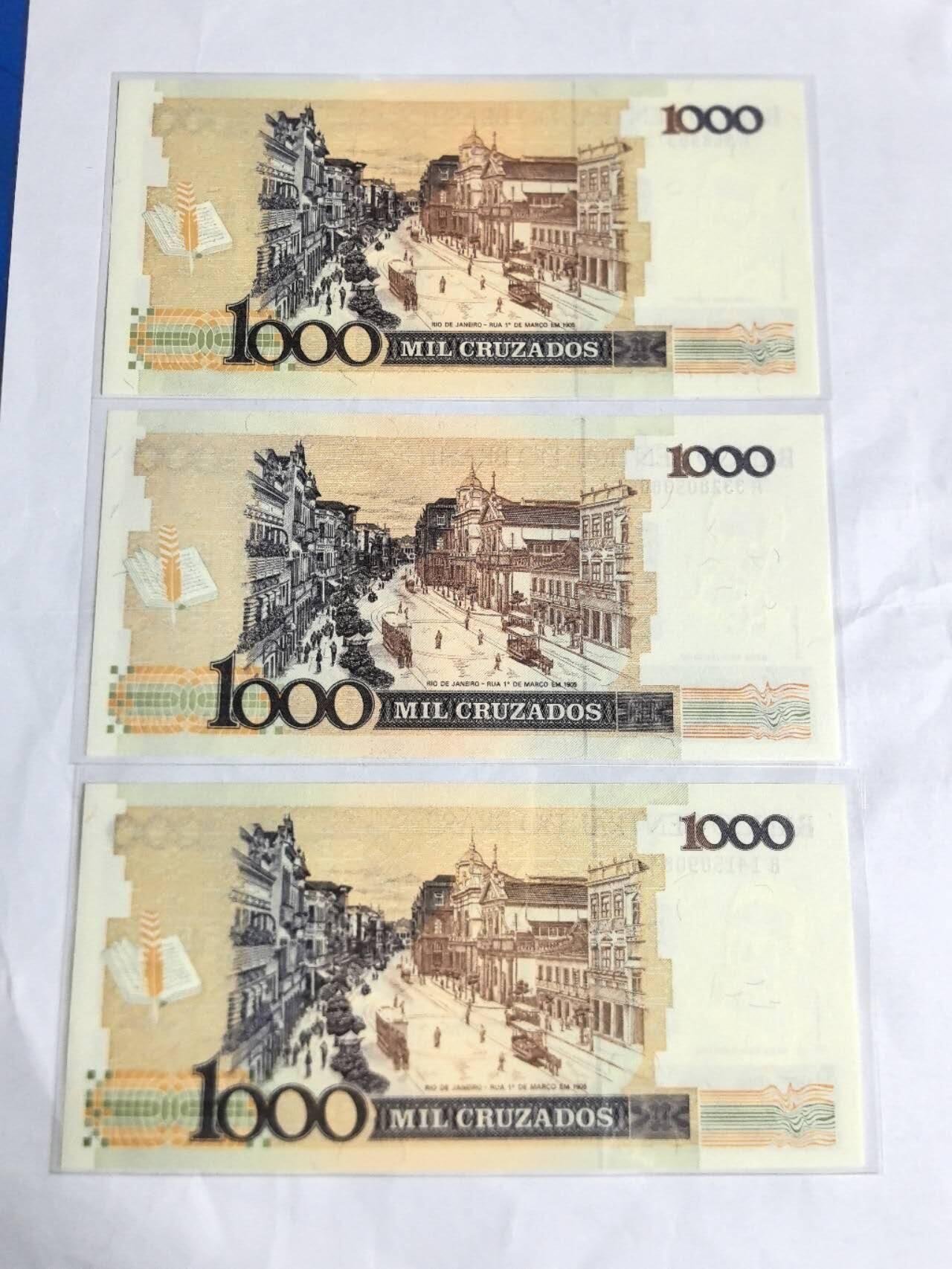 各国外币第97期 大部分全新 巴西1000克鲁塞罗 3张全新