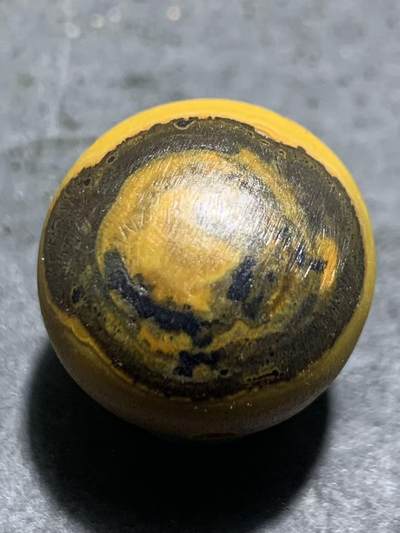 精美亚光鸡油黄战国红玛瑙原皮天眼纹2.0圆珠一个！ - 精美亚光鸡油黄战国红玛瑙原皮天眼纹2.0圆珠一个！