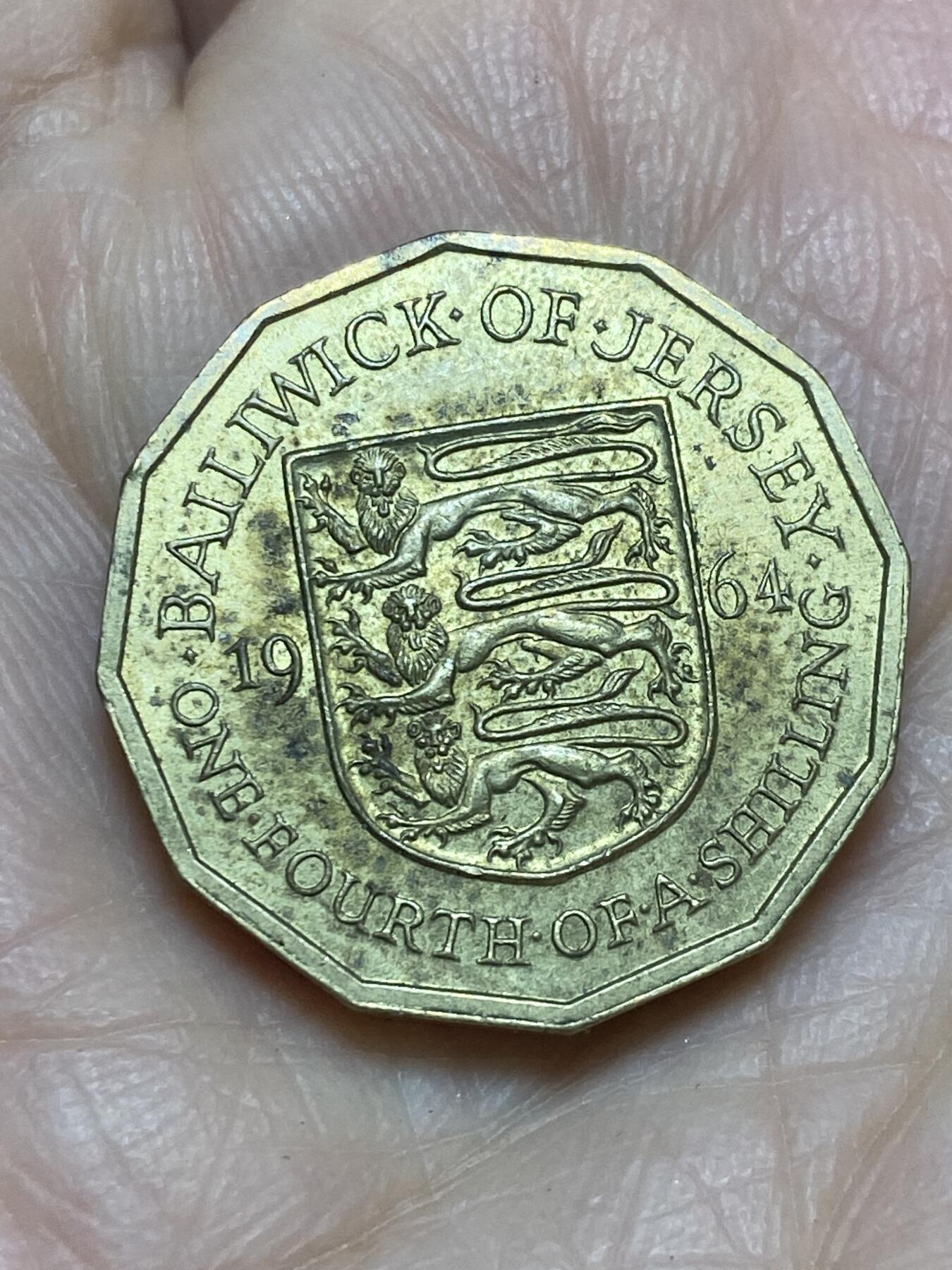 2025年第一百二十一场(总第一百四十七场）外国好品散币(免佣金) 英属泽西岛🇯🇪1964年1/4先令