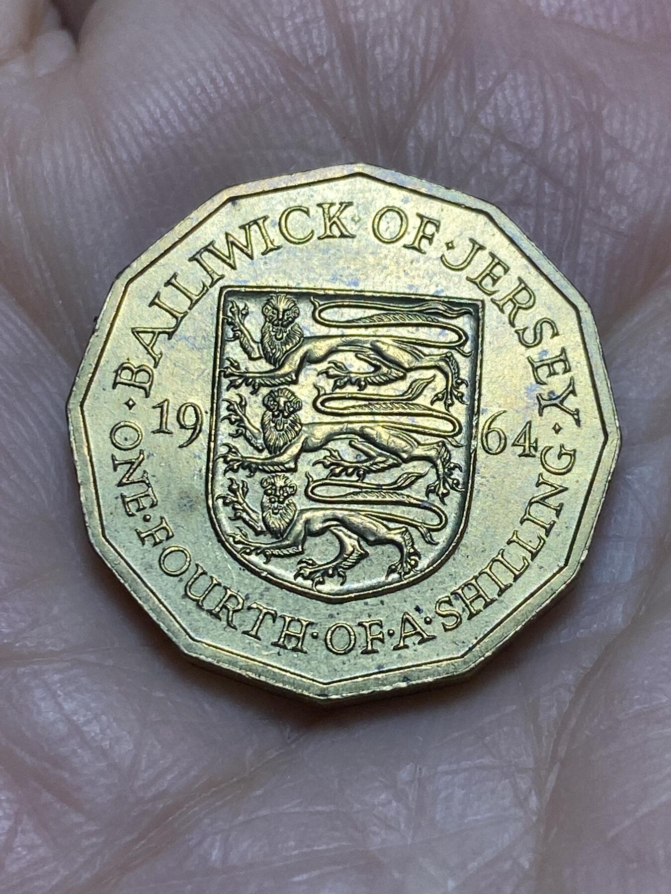 2025年第一百二十一场(总第一百四十七场）外国好品散币(免佣金) 英属–泽西岛🇯🇪1964年1/4先令