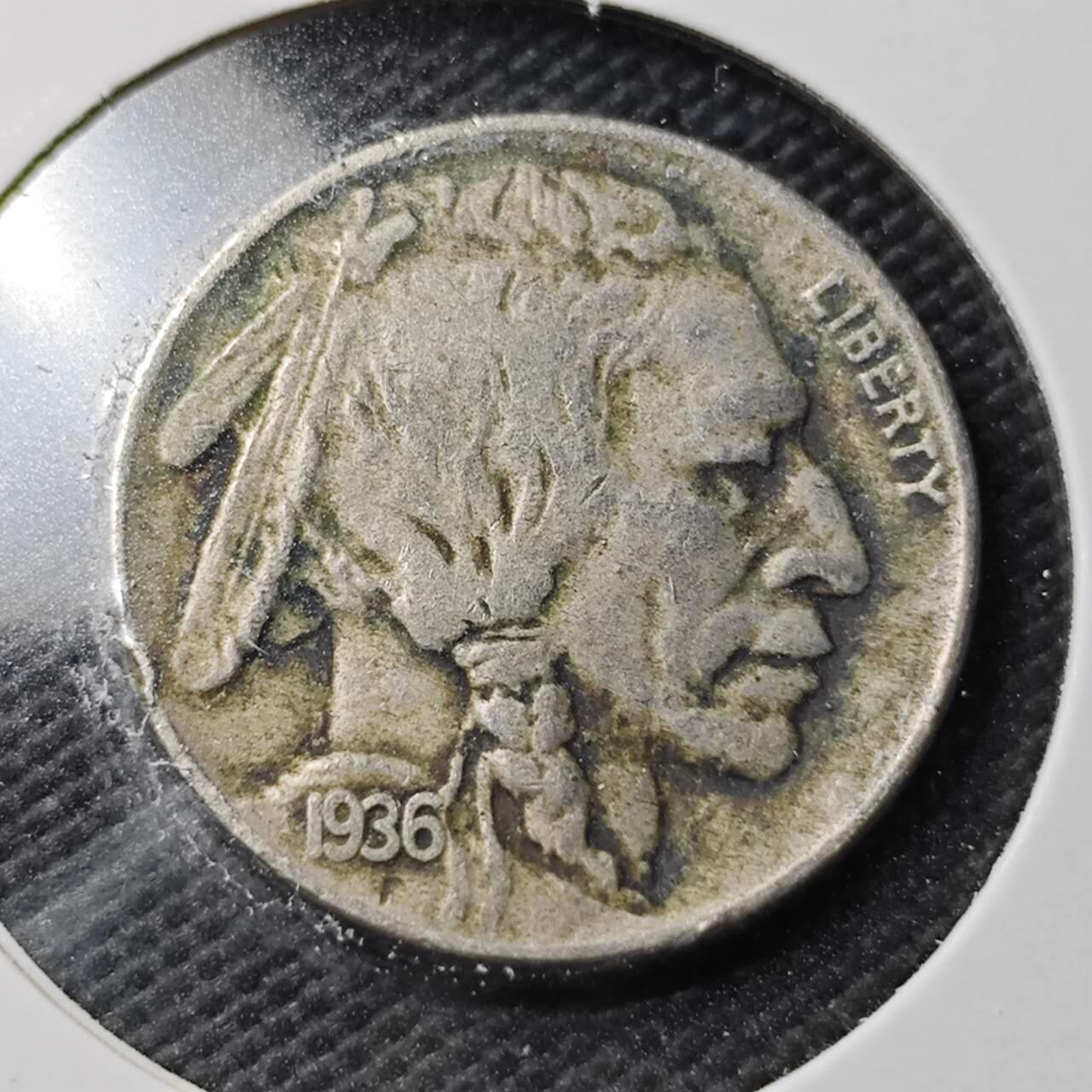 KK钱币收藏小铺  第363场  2月预留时间 周末发货  1936美国5分镍币 年份清楚