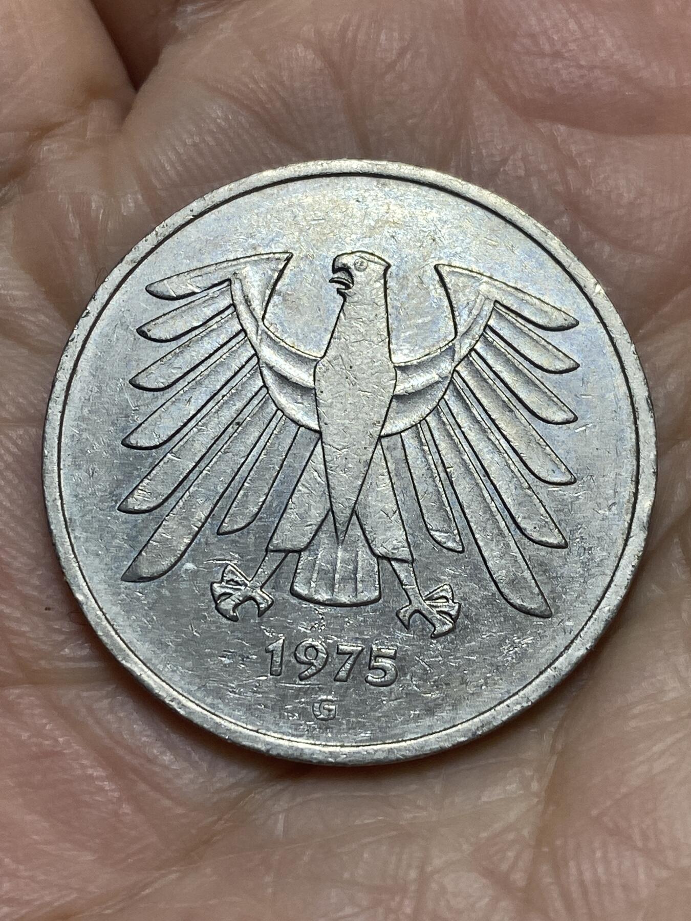 2025年第一百二十一场(总第一百四十七场）外国好品散币(免佣金) 德国🇩🇪1975年5马克(G标，卡尔斯鲁厄造)