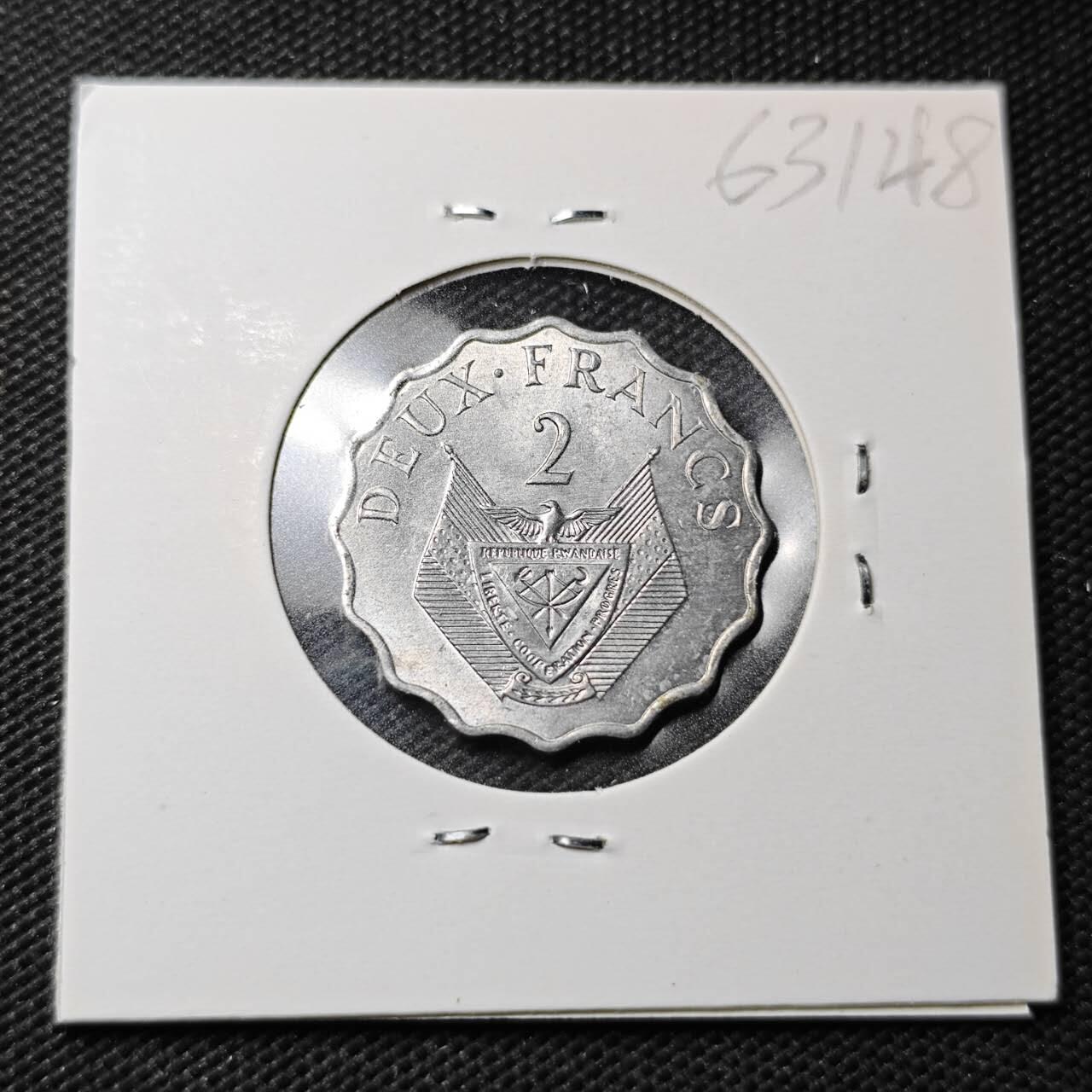 KK钱币收藏小铺  第363场  2月预留时间 周末发货  1970卢旺达2法郎 好品