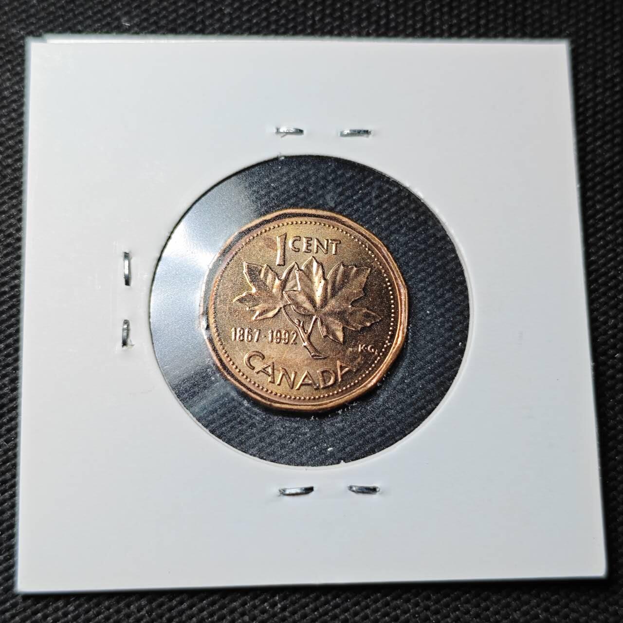 KK钱币收藏小铺  第363场  2月预留时间 周末发货  1992加拿大1分纪念币 好品