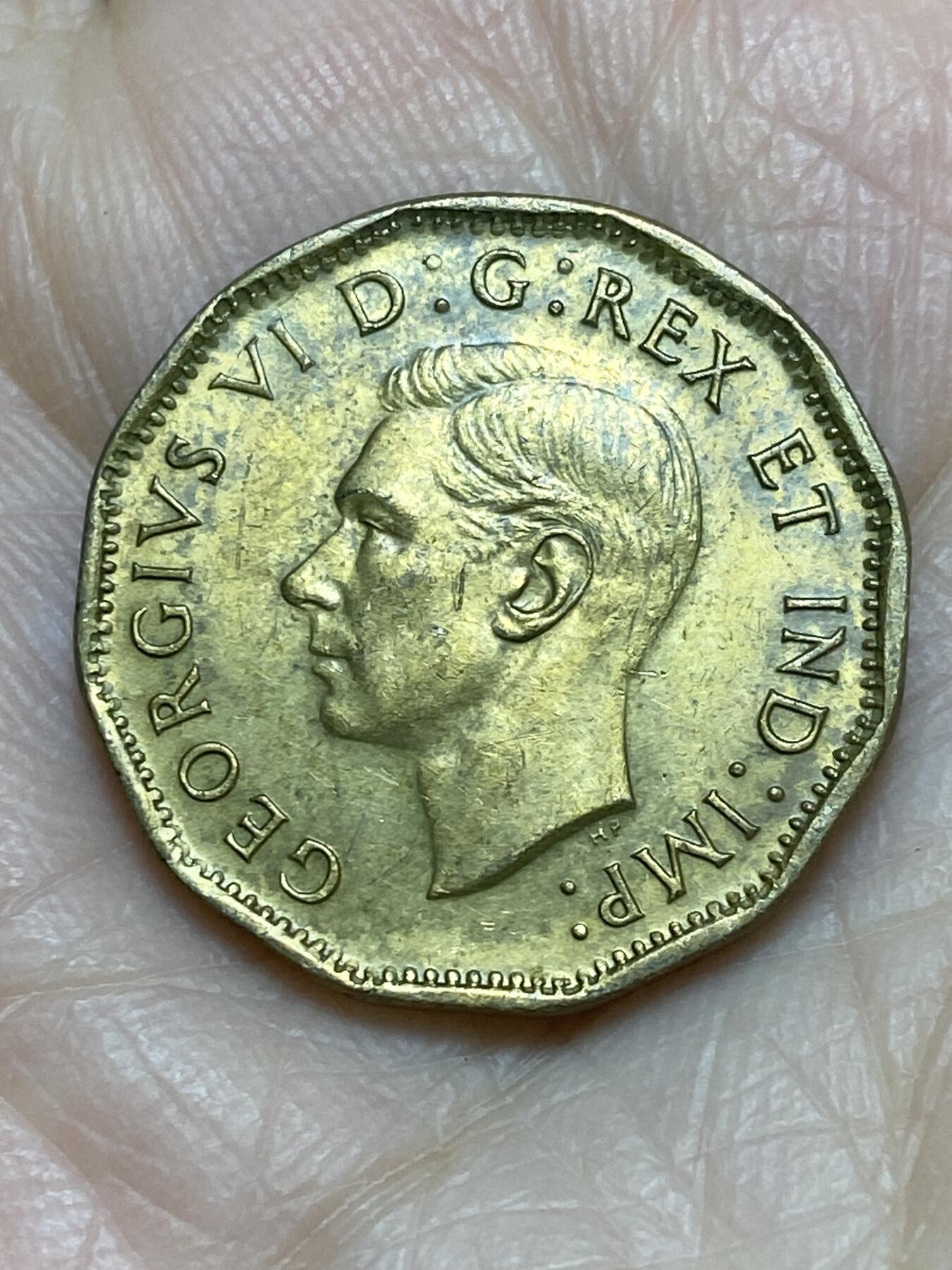 2025年第一百二十一场(总第一百四十七场）外国好品散币(免佣金) 好品–加拿大🇨🇦1943年5分(乔治六世第二版，顿巴黄铜材质)