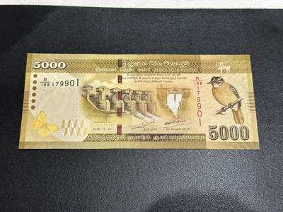 《外钞收藏家》第五百八十一期（畅拍场）（本平台长期征集拍品、欢迎藏友们联系合作） - 2019年斯里兰卡5000卢比 非全新 品相如图