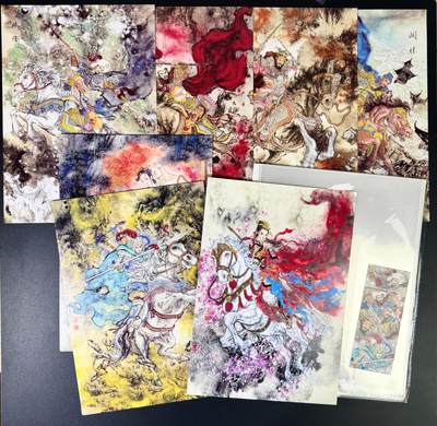 NO.14 好又多金牌大场，双11狂欢！每周一站式配齐，方便凑单！（周6晚8点截拍，卖家送拍0抽成！） - 墨染水浒 梁山五虎将+潘巧云+仇琼英 一套齐【A4大卡+A4卡页+梁山五虎将书签】