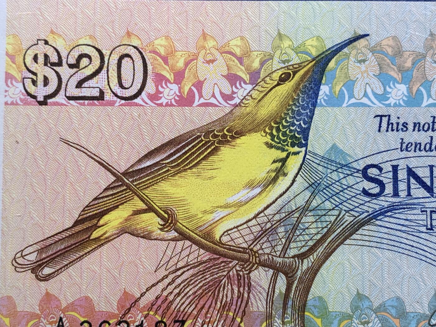 《竞宝斋》第434场 周日，周一2场连拍 （全场包邮） PMG 67EPQ 新加坡 1979年20元 鸟版 高分