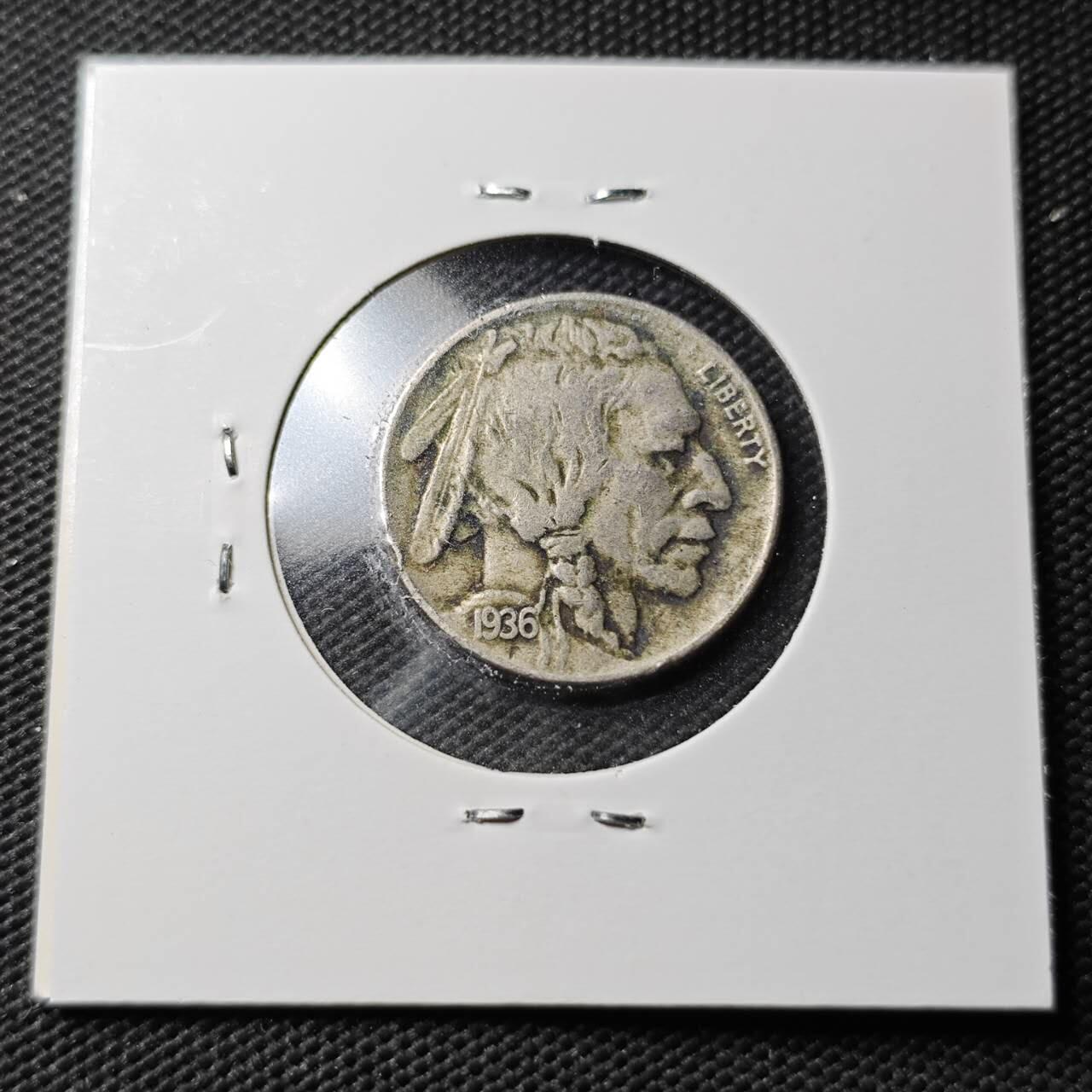 KK钱币收藏小铺  第363场  2月预留时间 周末发货  1936美国5分镍币 年份清楚