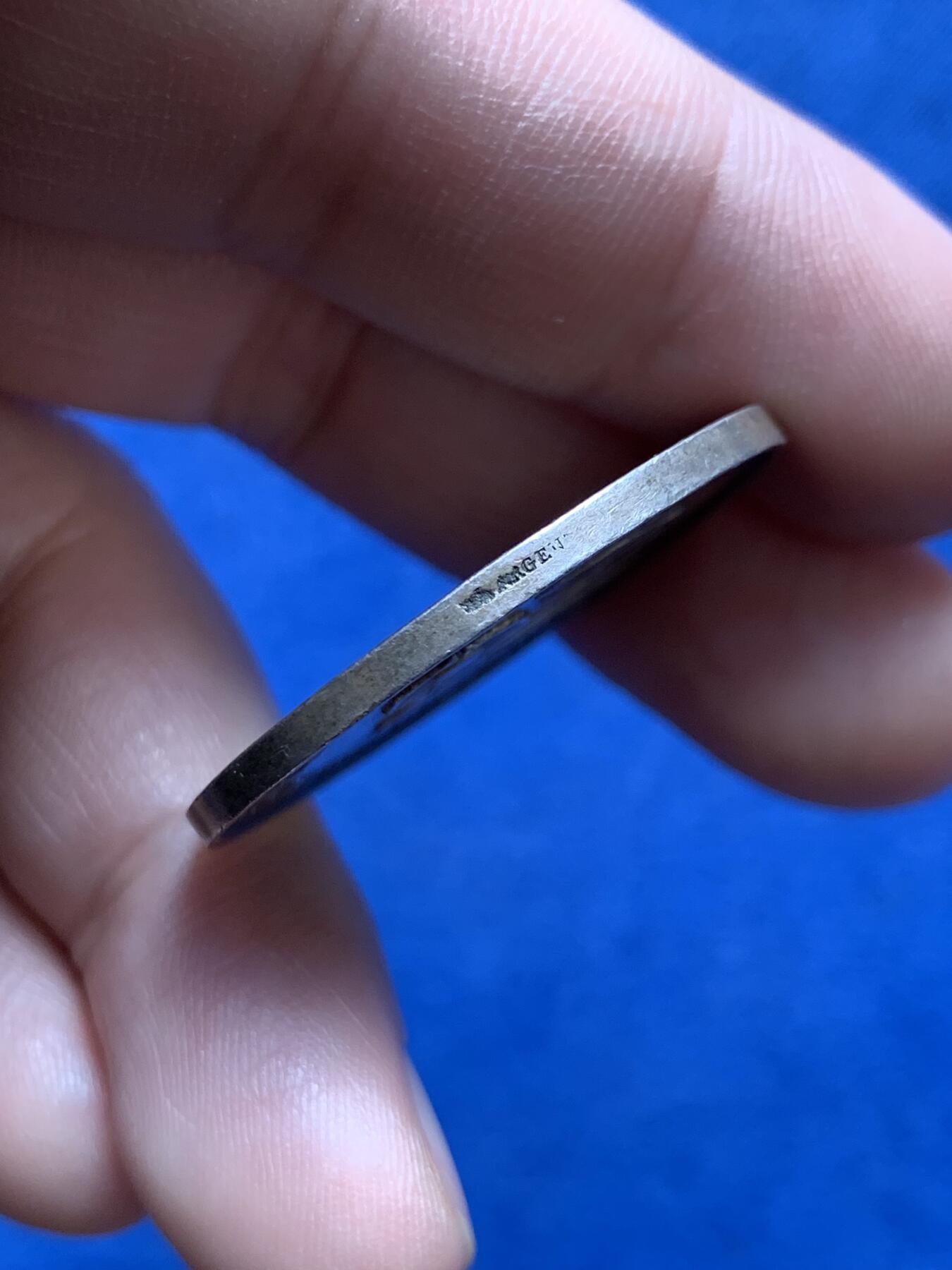 《竞宝斋》第434场 周日，周一2场连拍 （全场包邮） 法国建筑中央协会银代币 33.3mm 15.3g 丰饶角银标