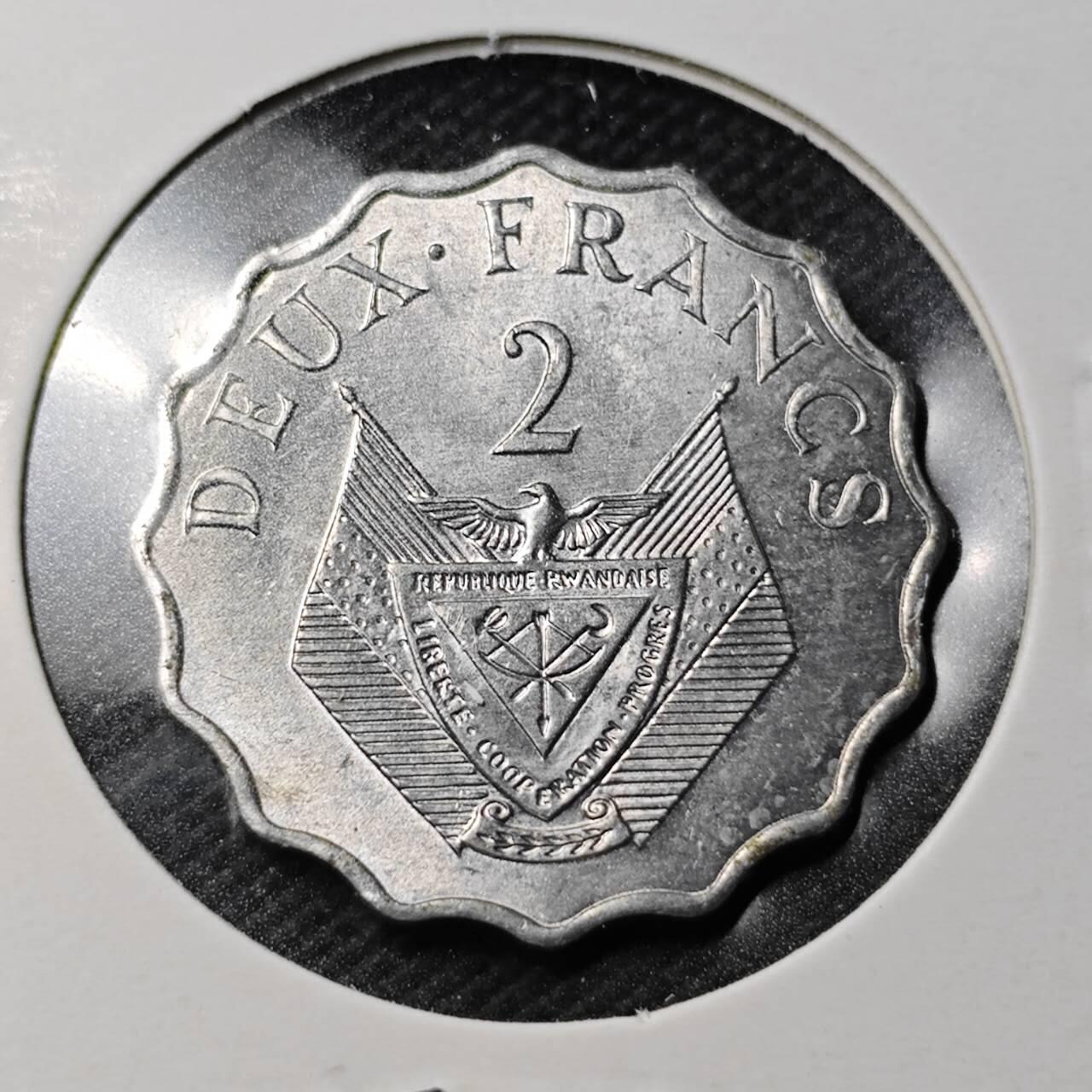 KK钱币收藏小铺  第363场  2月预留时间 周末发货  1970卢旺达2法郎 好品