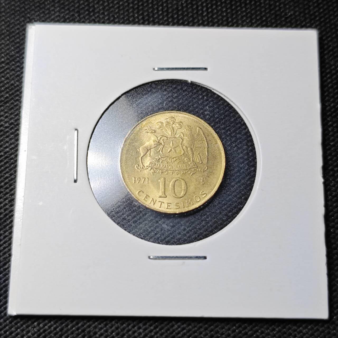 KK钱币收藏小铺  第363场  2月预留时间 周末发货  1971智利10分 好品铜币