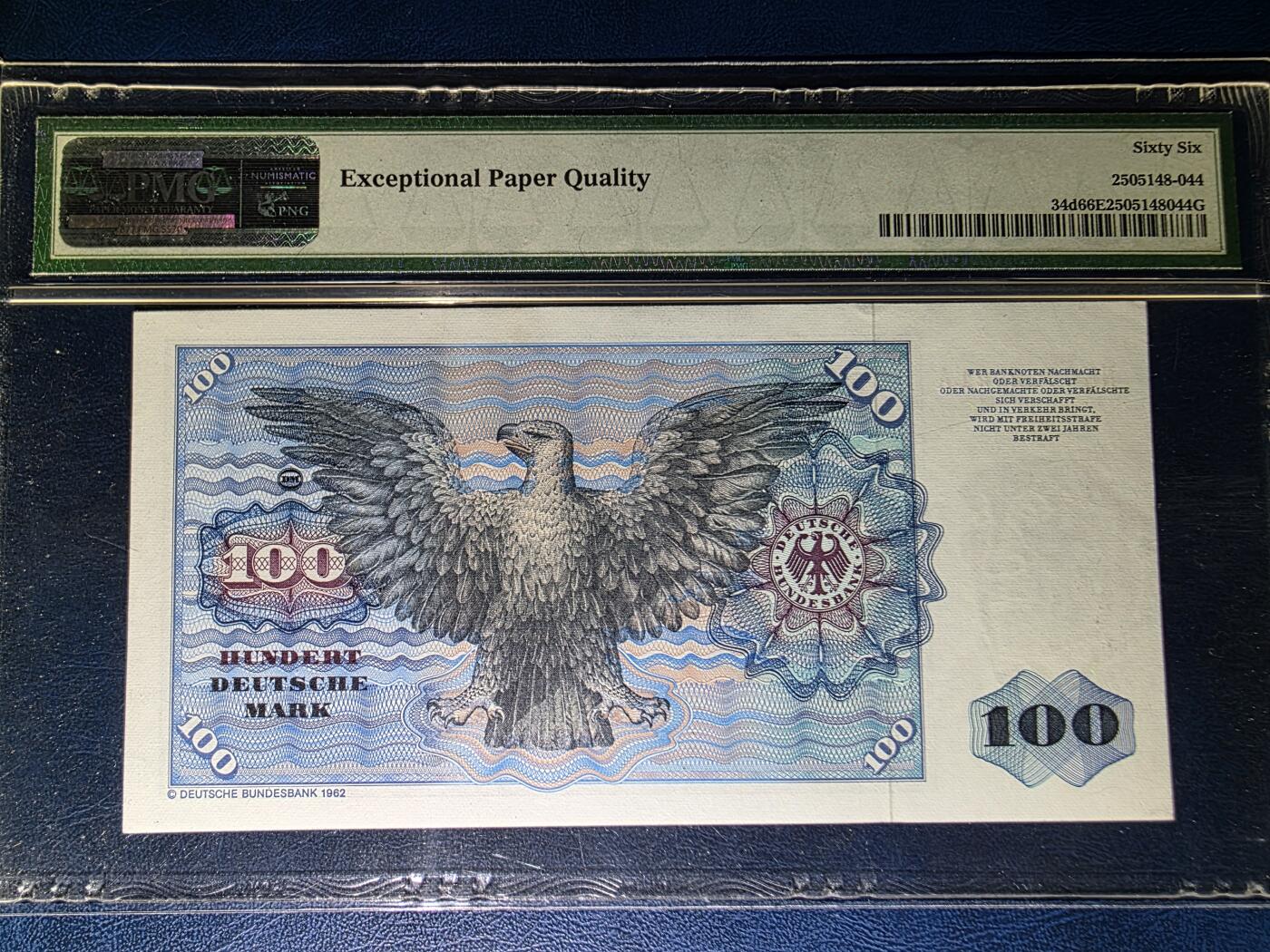 叁拾收藏第33期 德国1980年100马克PMG66（全程无47，雄鹰）