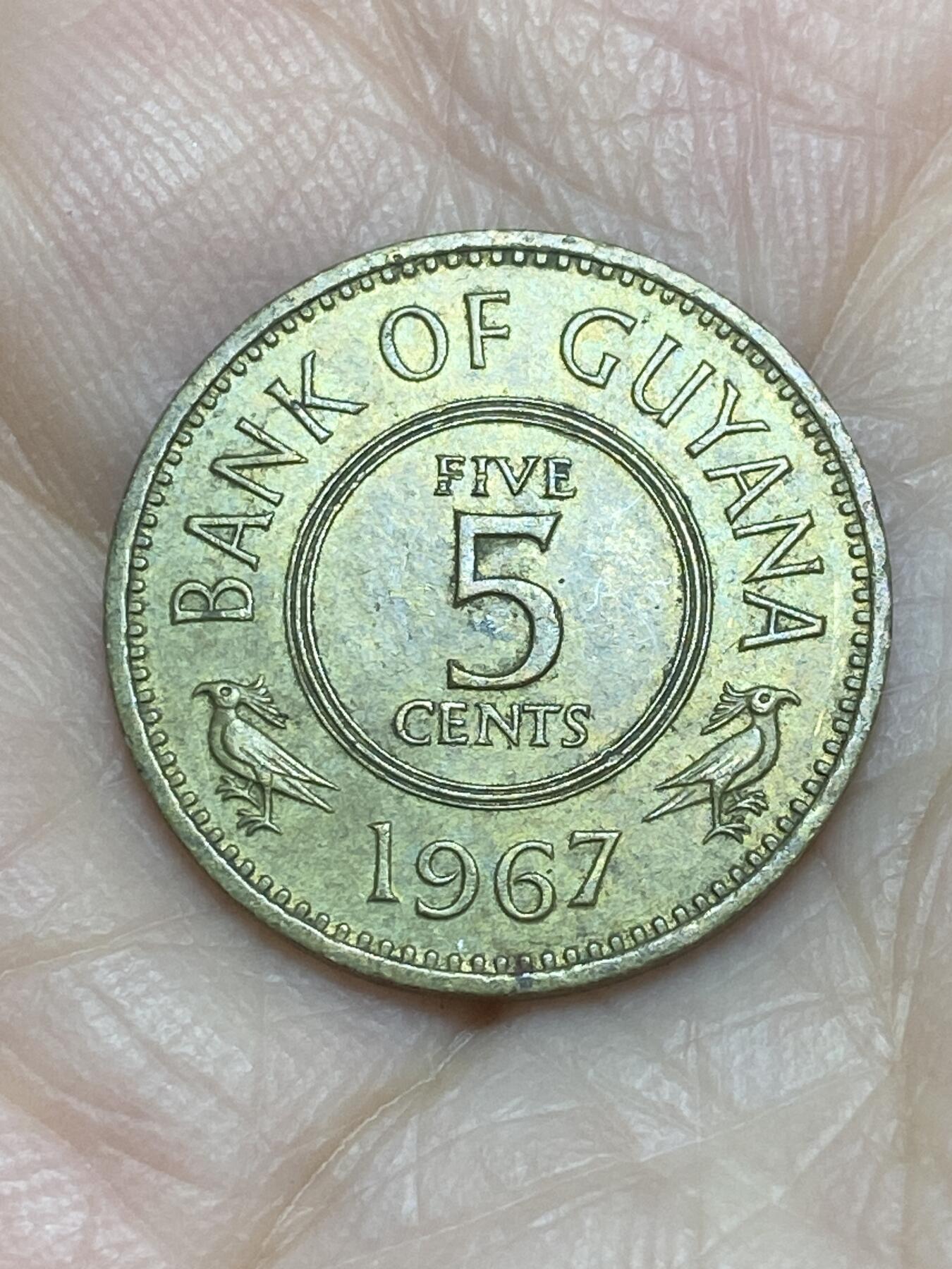 2025年第一百二十一场(总第一百四十七场）外国好品散币(免佣金) 圭亚那🇬🇾1967年5分