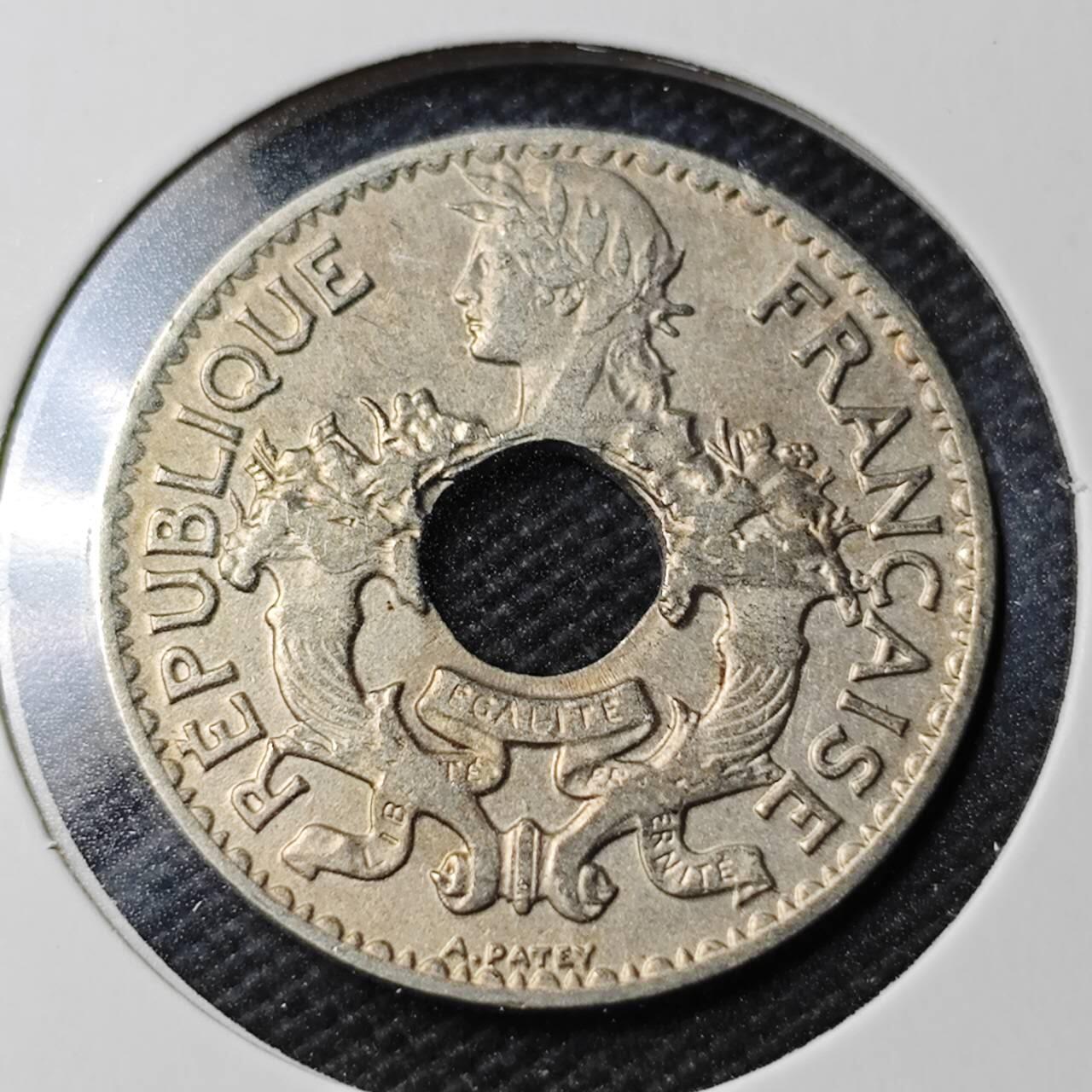 KK钱币收藏小铺  第363场  2月预留时间 周末发货  1938法属印支5分镍币