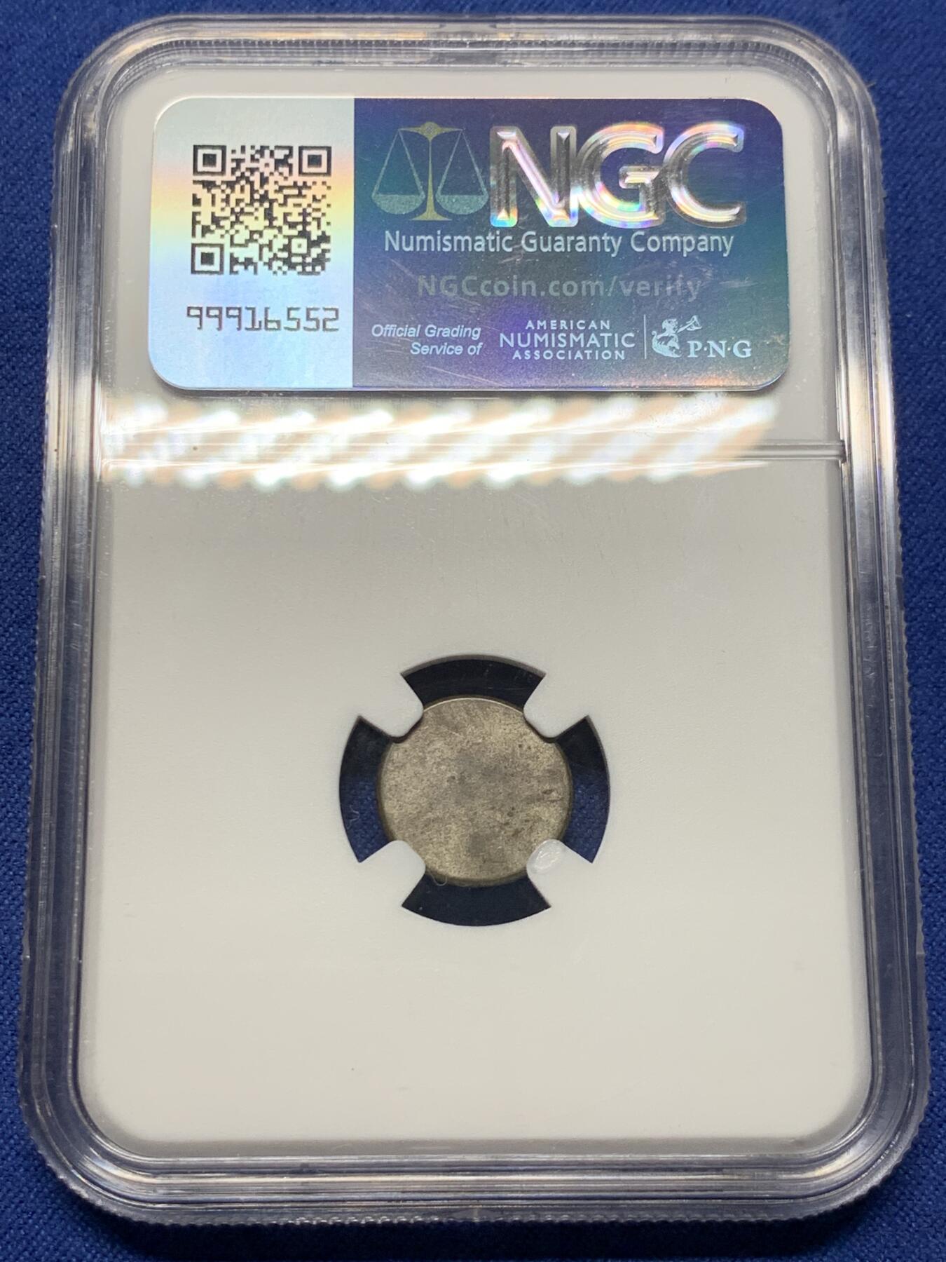 《竞宝斋》第434场 周日，周一2场连拍 （全场包邮） NGC AU58 柬埔寨1600年-1860年神鸟2PE银币，打制上佳，带光美品。