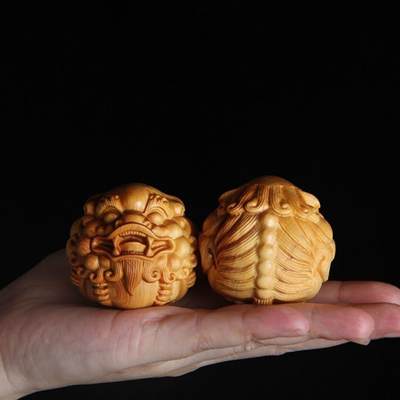 听雨轩（16）木雕 - 太行崖柏貔貅手球 3.5cm