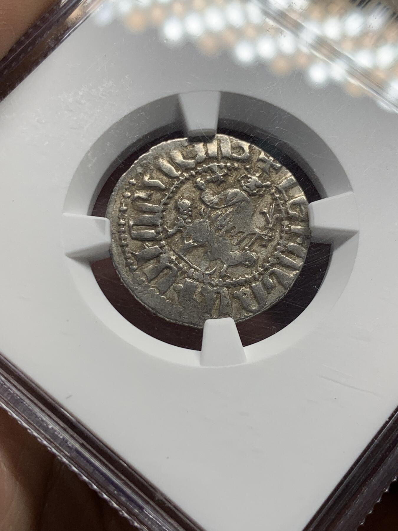 《竞宝斋》第434场 周日，周一2场连拍 （全场包邮） NGC XF 西里西亚-亚美尼亚Levon一世1198-1219年中世纪打制银币，十字军标签。