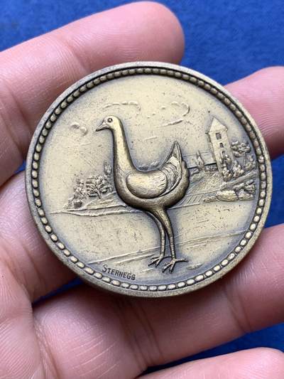 《竞宝斋》第434场 周日，周一2场连拍 （全场包邮） - 瑞士 罗曼肖恩 STV 鸽子展 铜质奖章 首见品种 37.4克 43mm