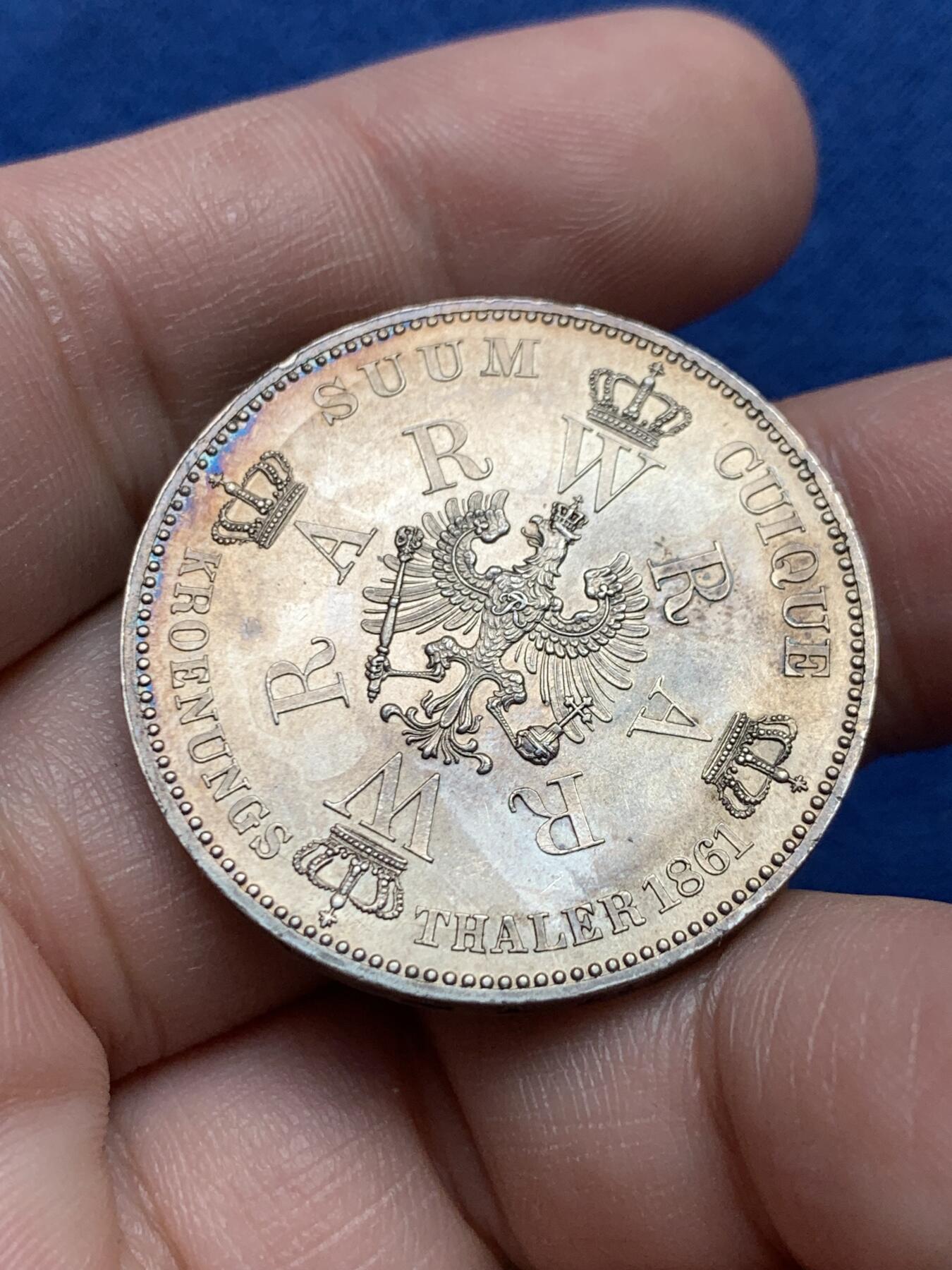 《竞宝斋》第434场 周日，周一2场连拍 （全场包邮） 德国1861年毛衣泰勒纪念银币