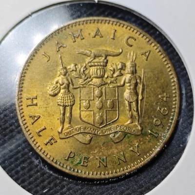 KK钱币收藏小铺  第363场  2月预留时间 周末发货 -  1964英属牙买加半便士铜币