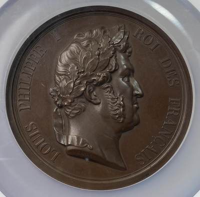 万国钱币拍卖第054期 - NGC MS62 1842年法国菲利普一世皇子奥尔良公爵逝世纪念大铜章 被视为皇位继承人的费迪南·菲利普·路易斯·查尔斯·亨利·罗索林13岁逝世 经典欧洲古典艺术大铜章 71MM 188G巨型